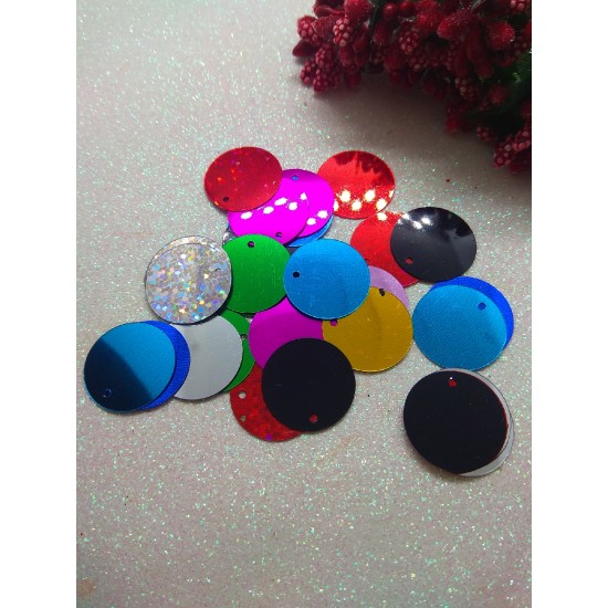 Пайетки круглые 19 мм , микс,  цена за 10 гр